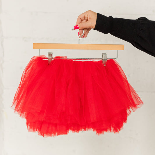 Classic Red Toddler Girl or Young Girl Fluffy full layered tutu for Birthdays, Holidays, Special Occasions, and everyday outfits