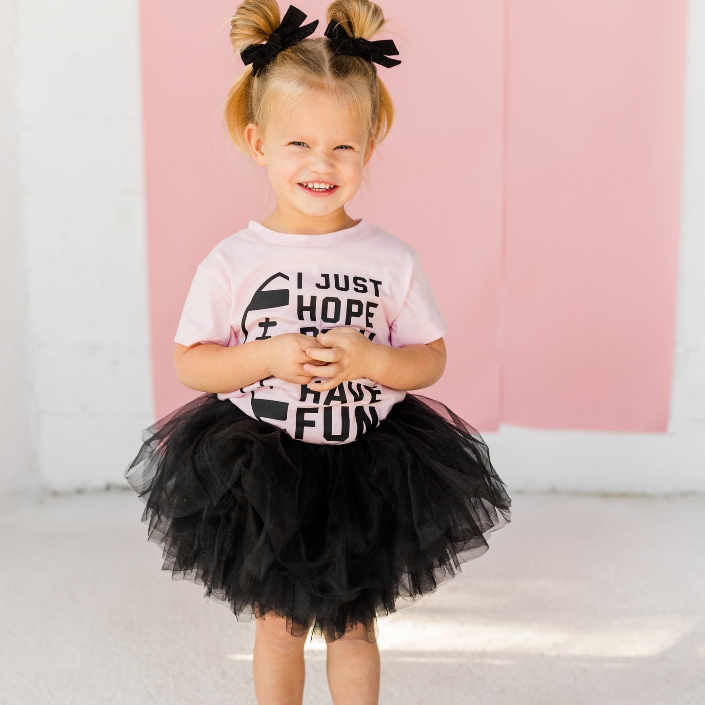 I just hope everyone has fun! Our pink game day t-shirt is a perfect way show your support and being the best dress! Our tutus are created with high grade tulle for softness in mind for your little one.