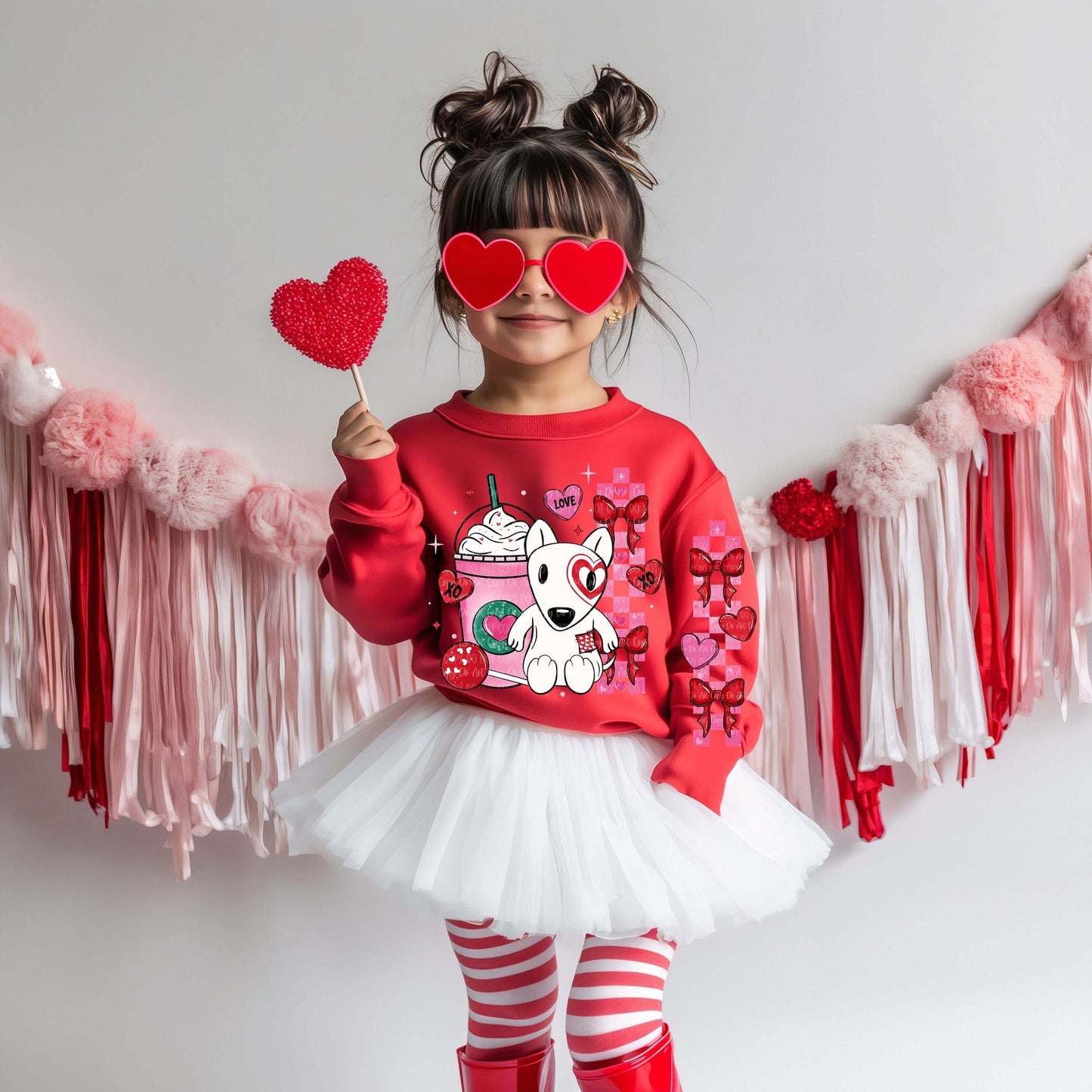PRE ORDER Valentine Crew Sweatshirt in Pink or Red for toddler or kids