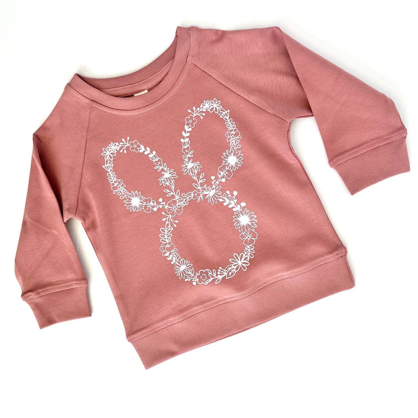 Floral Bunny Organic Cotton Light Weight Sweatshirt with Ombre' Mauve Pink Tutu