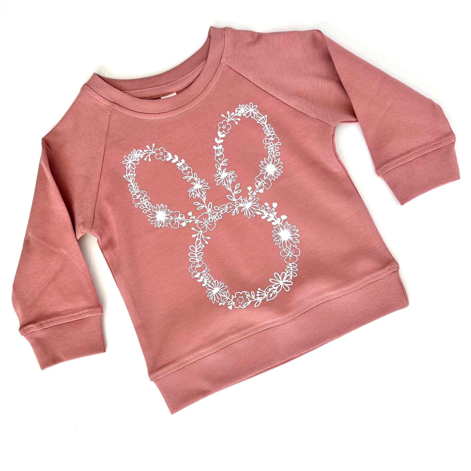 Our Dusty Mauve Organic cotton lightweight long sleeve sweatshirt with a floral bunny pairs perfect with our blush peach pink tutu. Wear together as a set or seperate for multiple options! This outfit is perfect for a spring day, Easter Sunday, or that special occasion you want your toddler or little girl to look her best!
