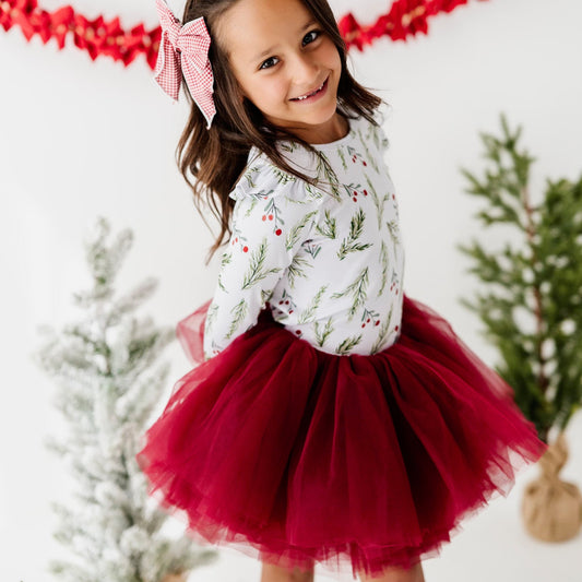 This perfect deep wine red tutu is perfect for the holidays. The dark wine red hues make for the perfect Christmas red.