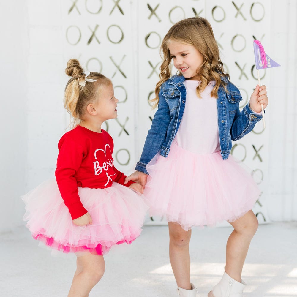 Valentines Be Mine Outfit, Poppin Pink tutu with Red crew neck sweatshirt with Pink Be Mine Heart
