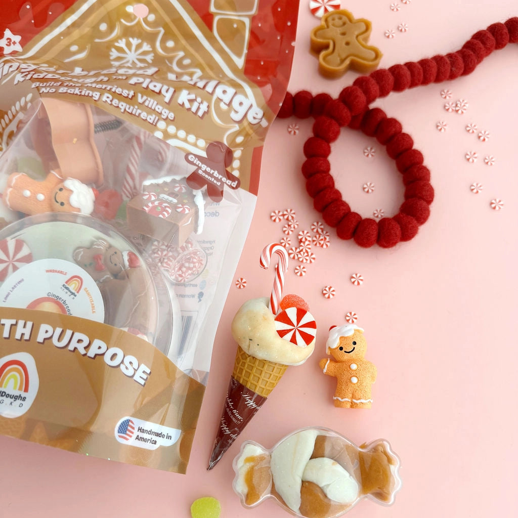 Gingerbread Village Kiddough Play Kit | Stocking Stuffer Holiday