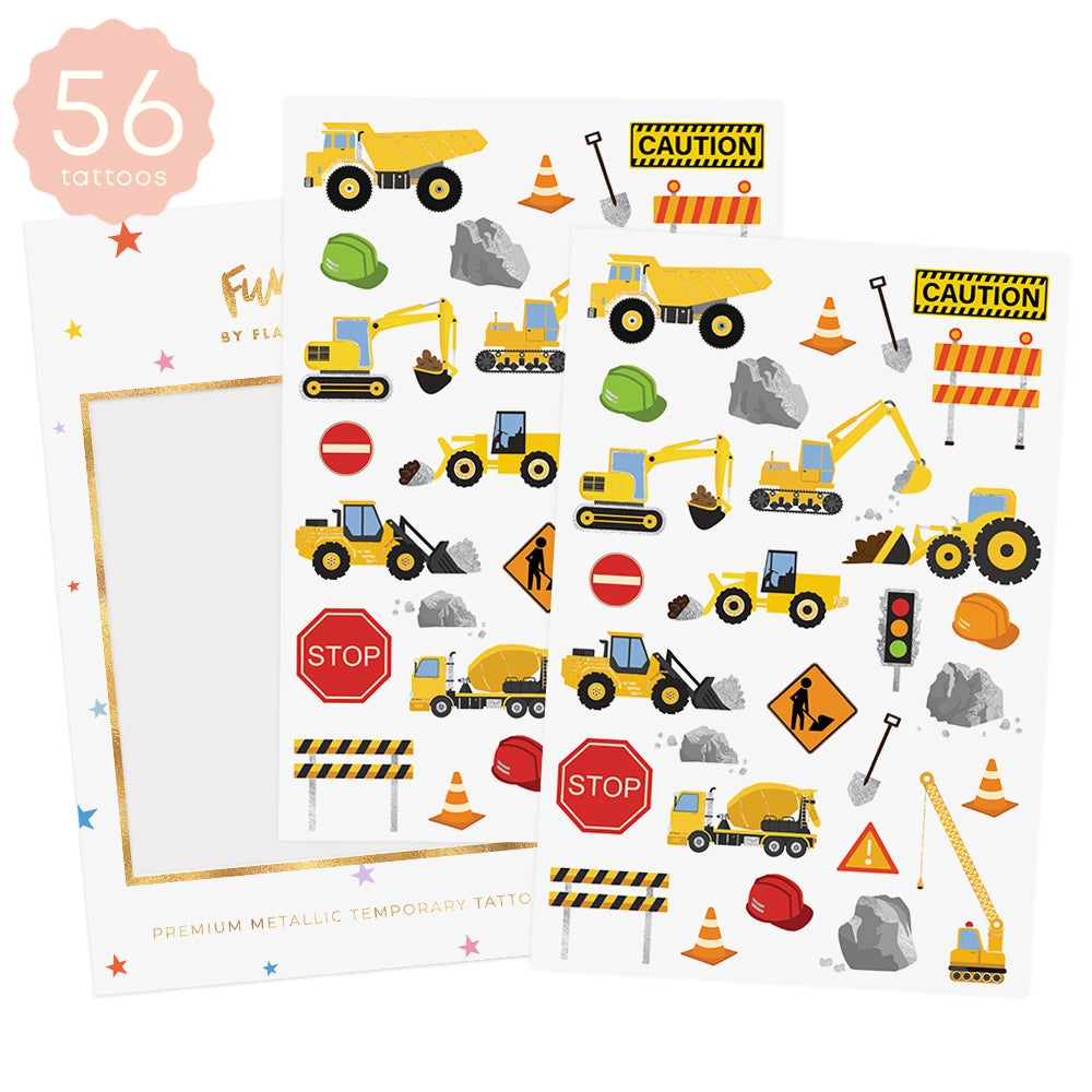 Construction Kids Metallic Temporary Tattoos