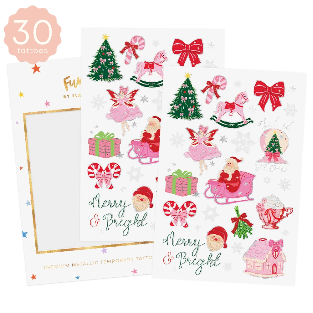Coquette Christmas Metallic Temporary Tattoos | Kids Stocking Stuffers