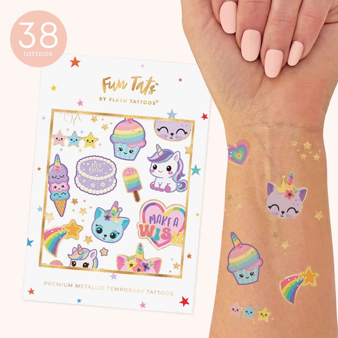 Kids’ Metallic Temporary Tattoos – Unicorn Party