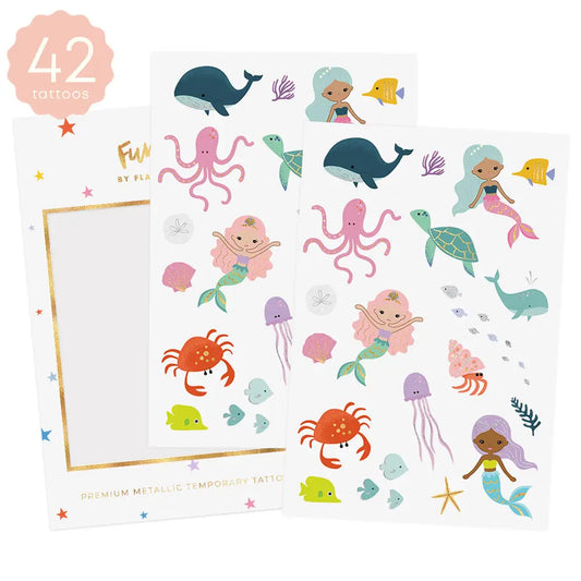 Ocean Creatures Kids Temporary Tattoo Pack