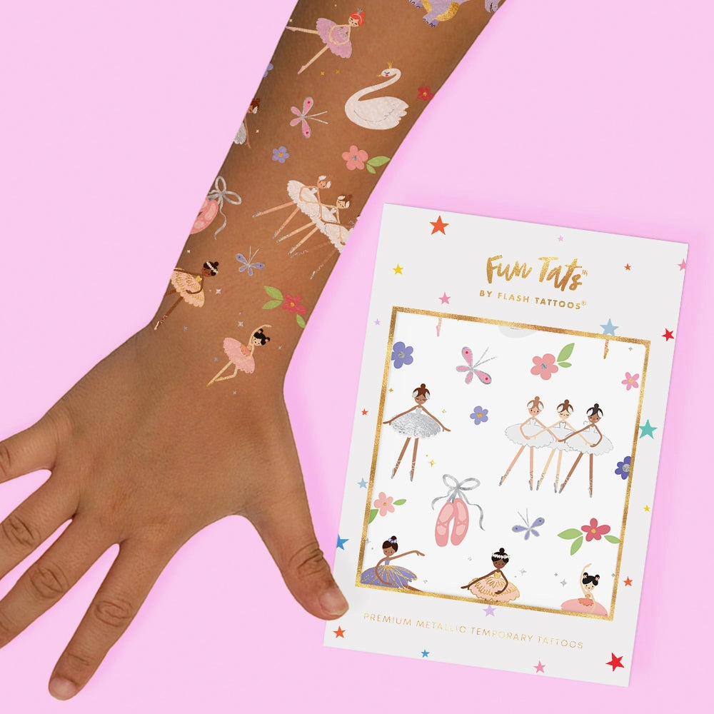 Ballerina Kids Temporary Tattoo Pack | Metallic foil plant based ink tattoos