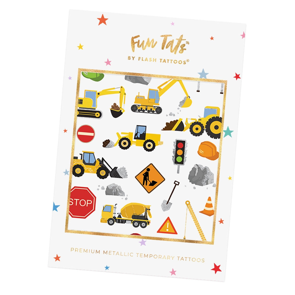 Construction Kids Metallic Temporary Tattoos