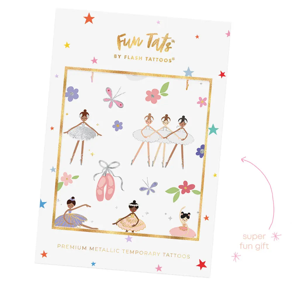 Ballerina Kids Temporary Tattoo Pack | Metallic foil plant based ink tattoos
