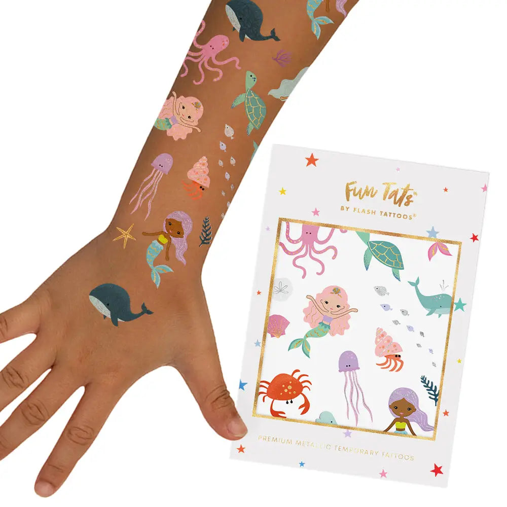 Ocean Creatures Kids Temporary Tattoo Pack