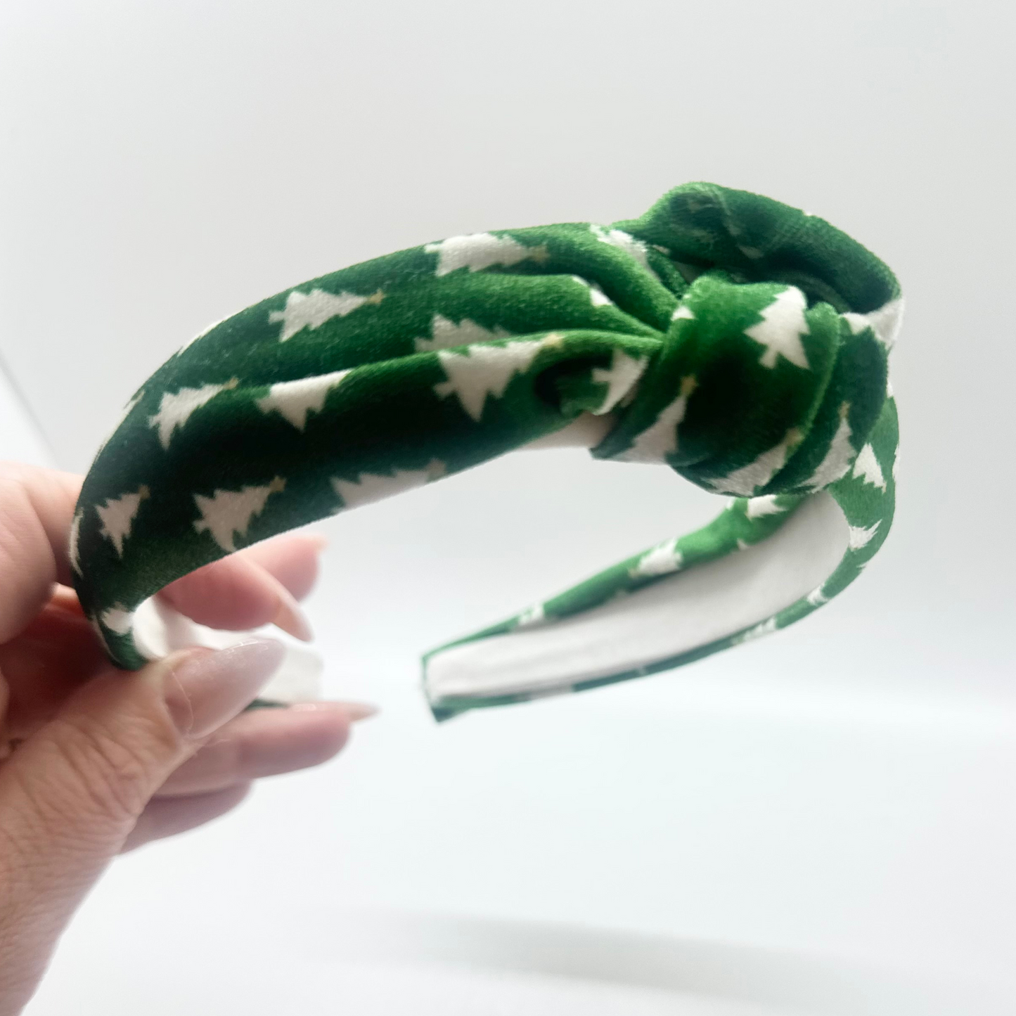 Green Velvet Christmas Tree Headband
