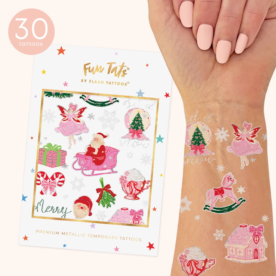 Coquette Christmas Metallic Temporary Tattoos | Kids Stocking Stuffers