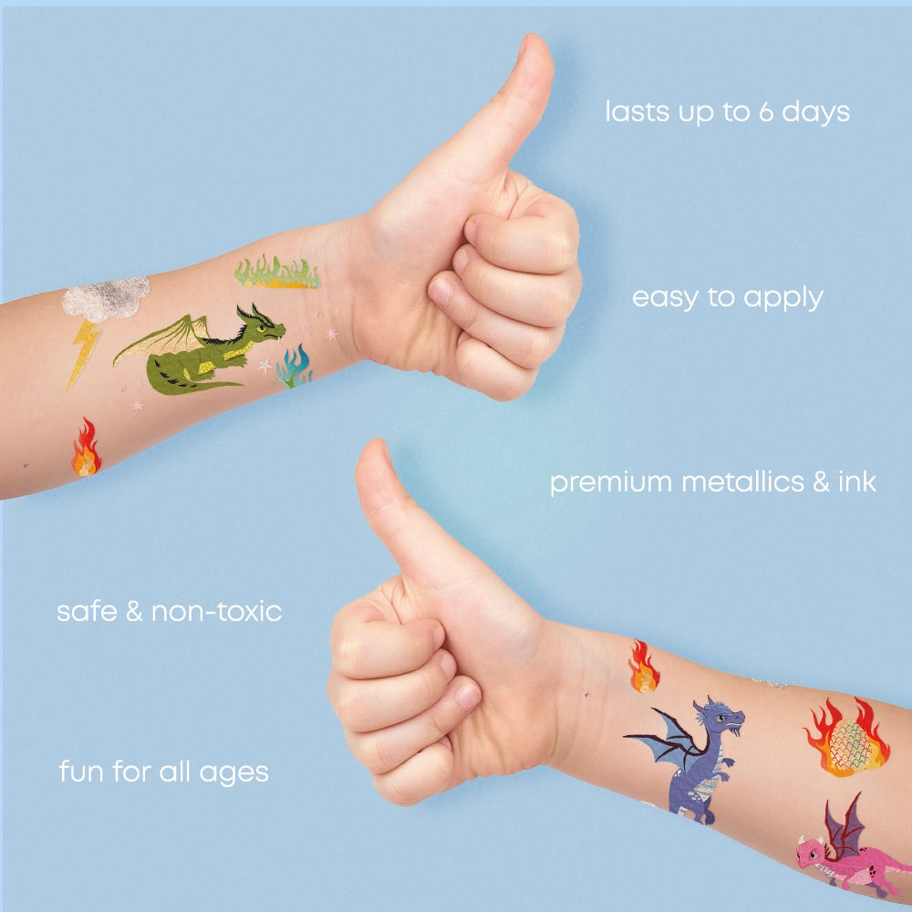 Dragons Kids Metallic Temporary Tattoo Pack | Kids Gift