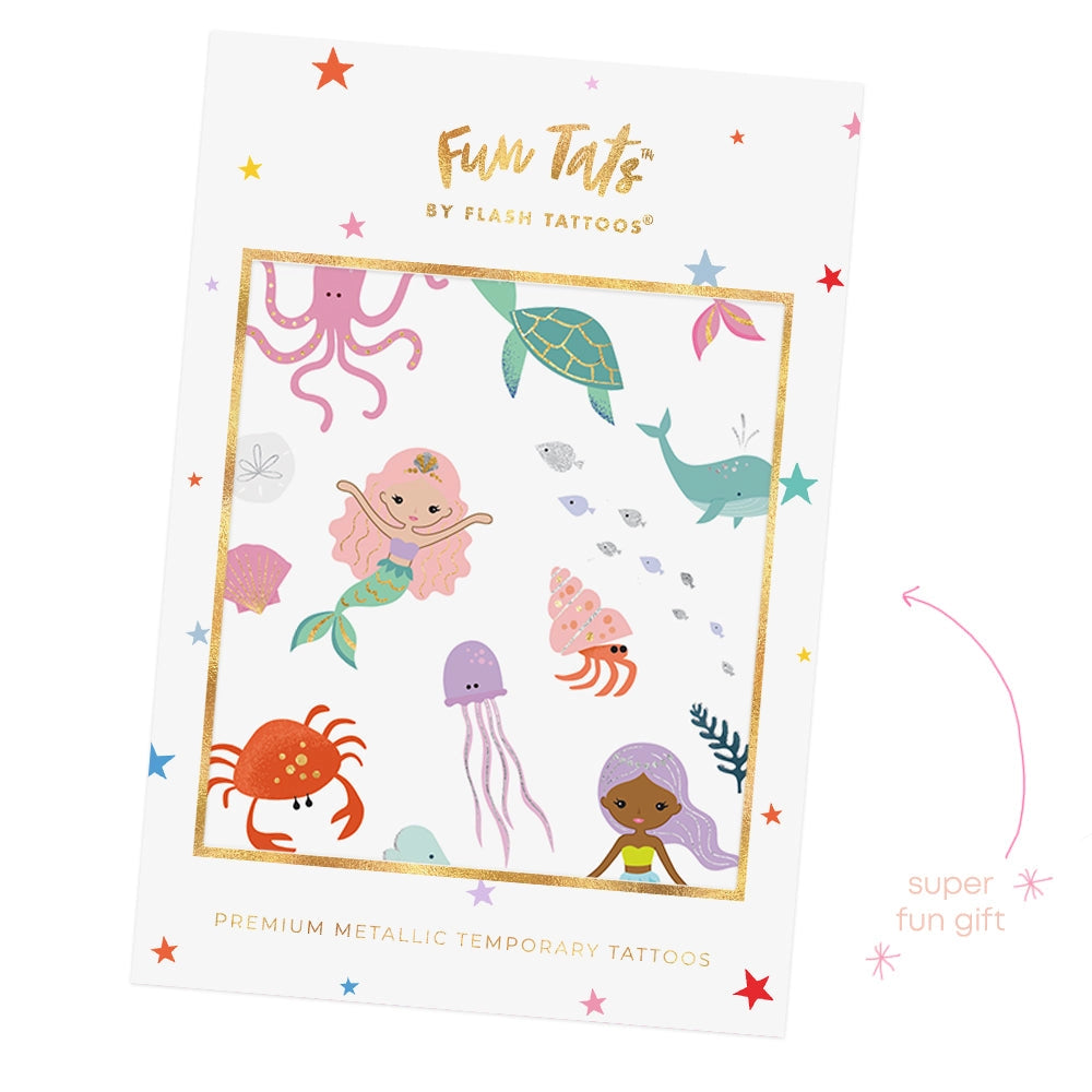 Ocean Creatures Kids Temporary Tattoo Pack