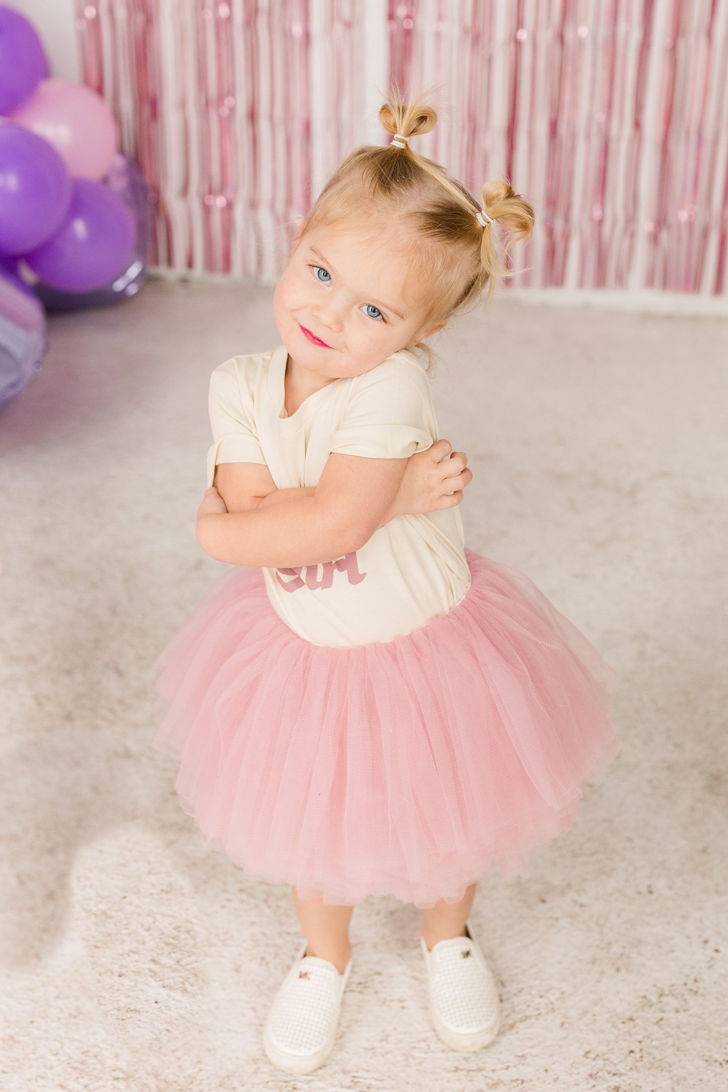 Birthday Babe Organic T-shirt with Mauve Pink Tutu Birthday Set, Toddler and Kids Birthday Outfit