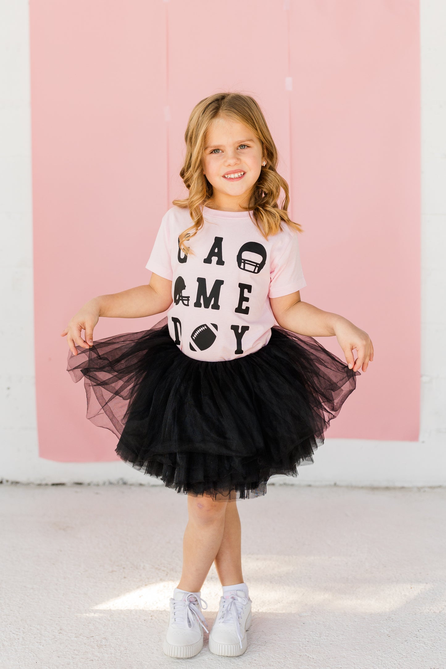 Game Day Pink T-shirt and Black Tutu Set