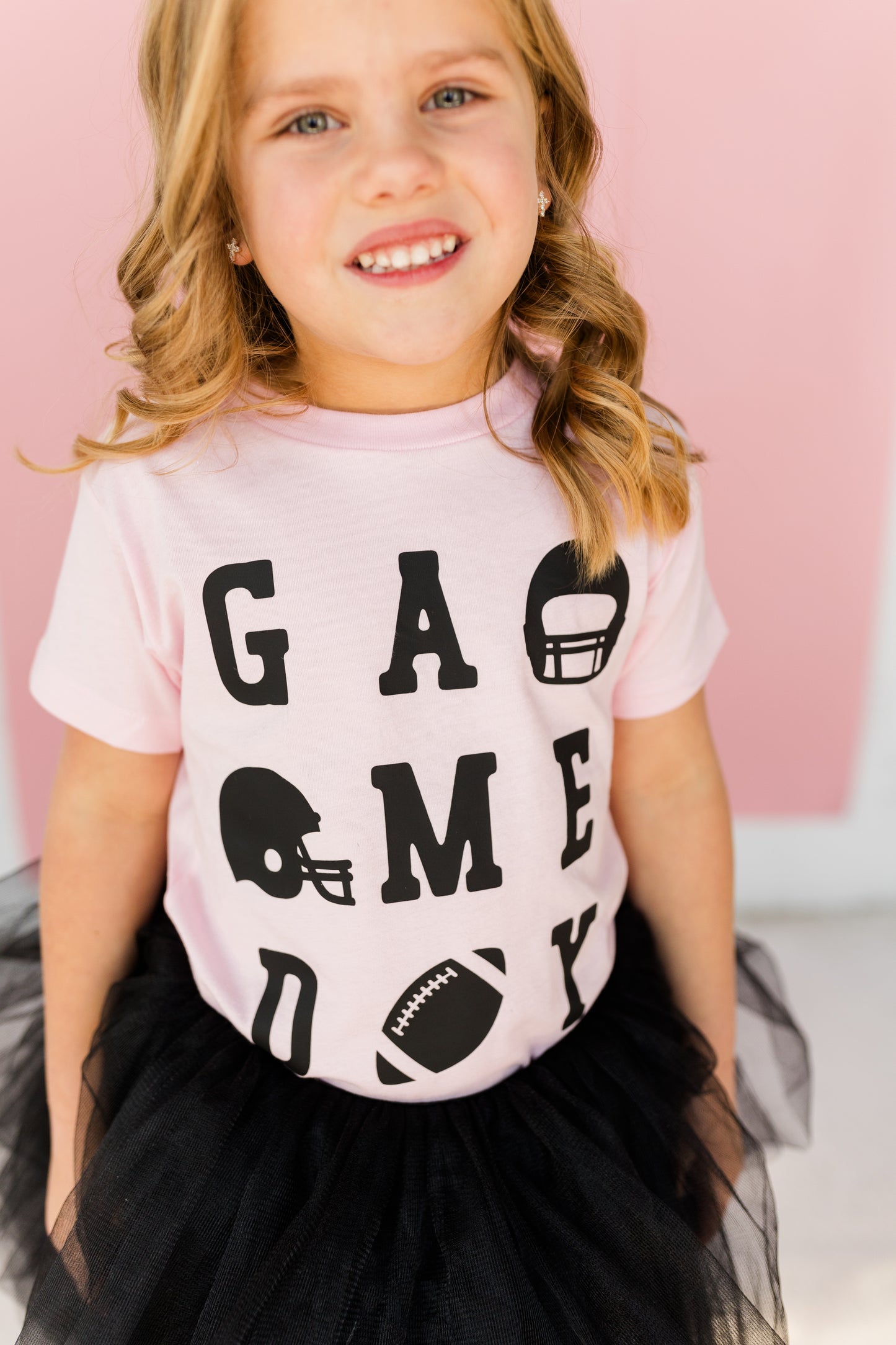 Game Day Pink T-shirt and Black Tutu Set