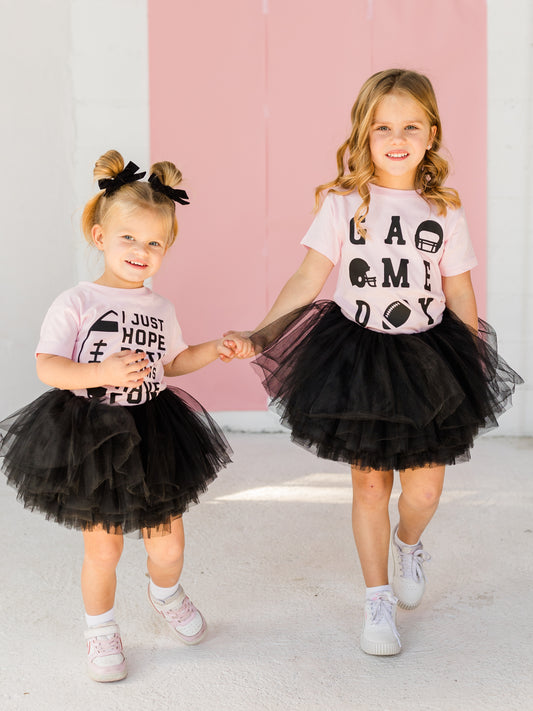 Game Day Pink T-shirt and Black Tutu Set