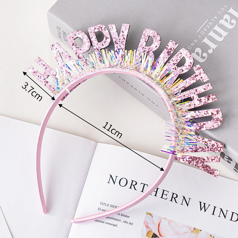 Happy Birthday Glitter Crown Headband – Party Hair Accessory
