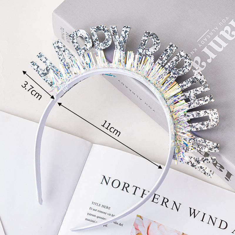Happy Birthday Glitter Crown Headband – Party Hair Accessory