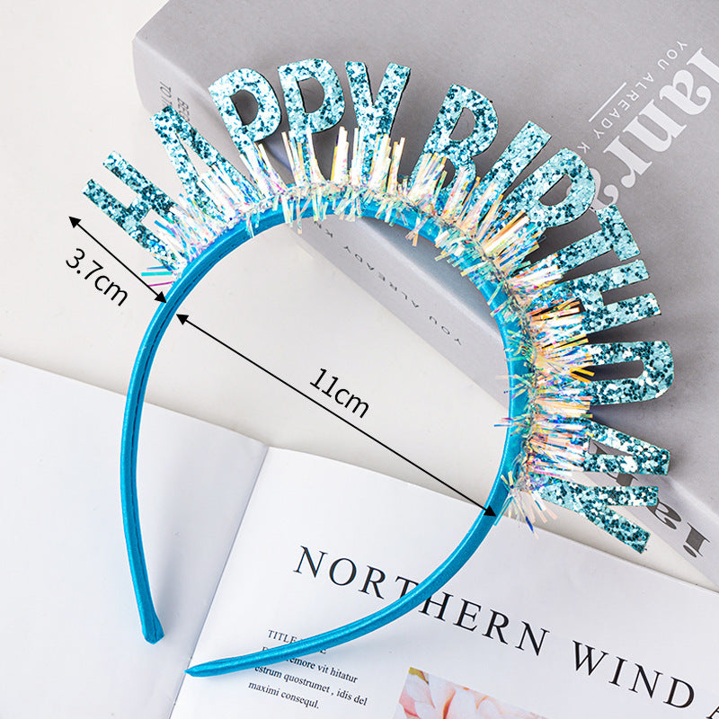 Happy Birthday Glitter Crown Headband – Party Hair Accessory