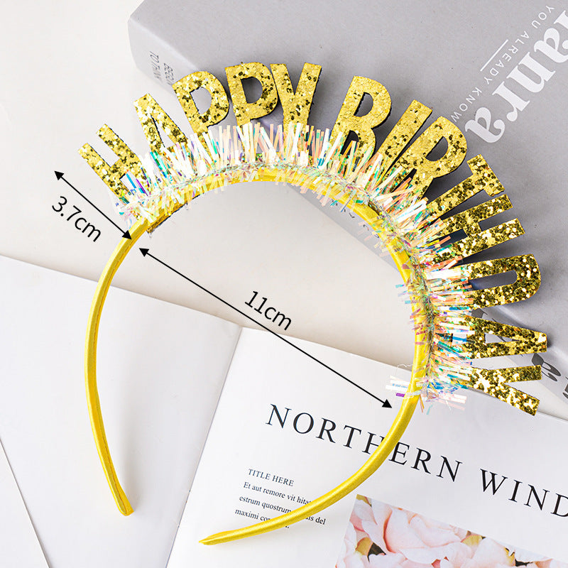 Happy Birthday Glitter Crown Headband – Party Hair Accessory