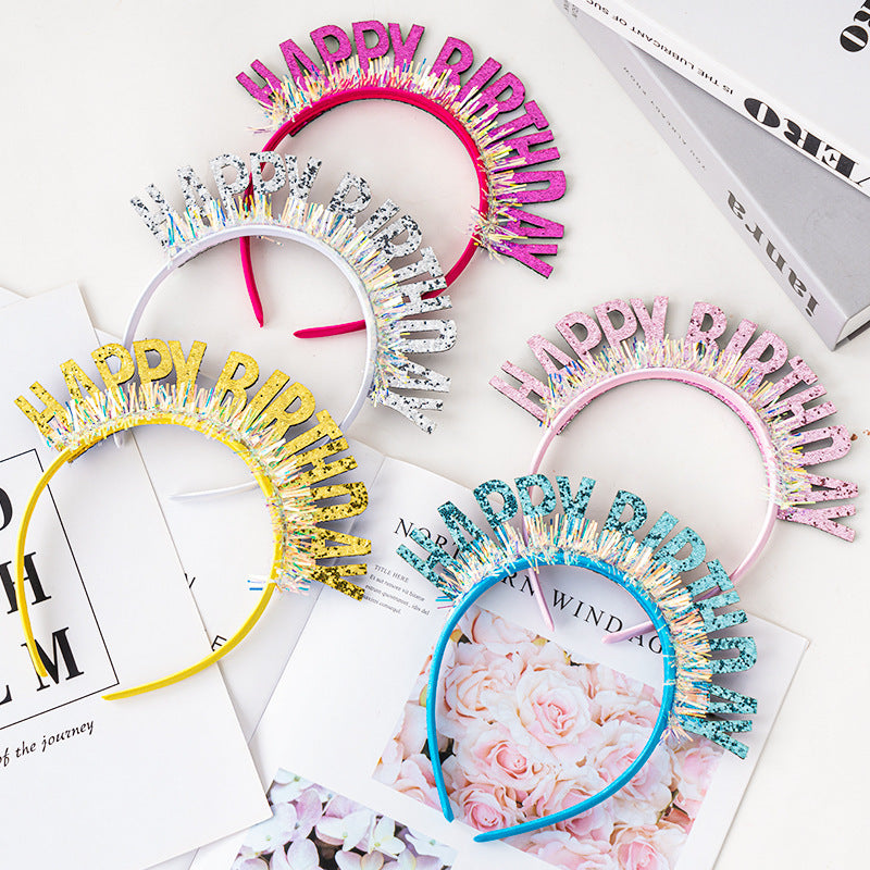 Happy Birthday Glitter Crown Headband – Party Hair Accessory