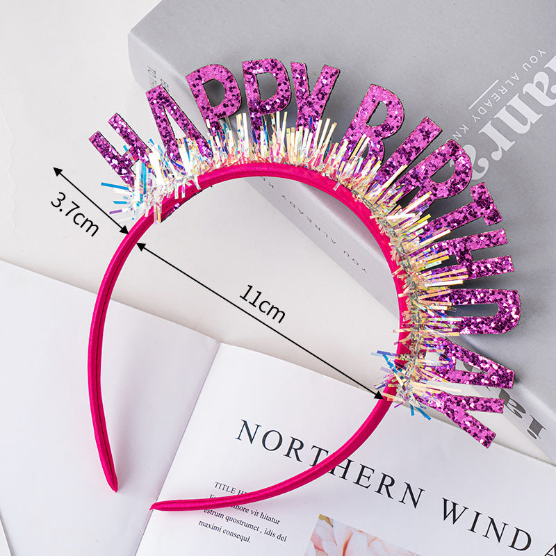 Happy Birthday Glitter Crown Headband – Party Hair Accessory