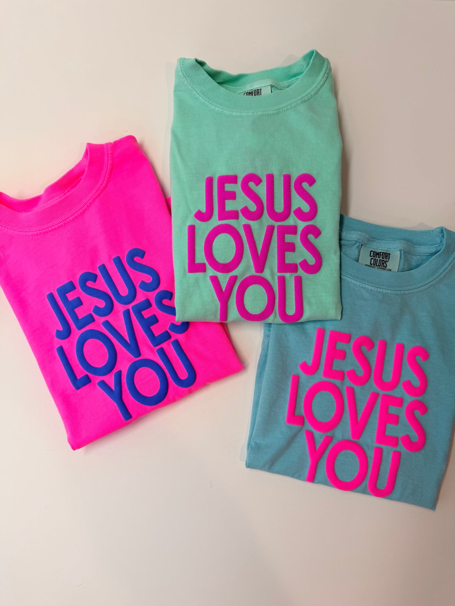 Jesus Loves You Puff Print Shirt | Comfort Colors Christian T-Shirt | Youth & Adult Unisex Tee