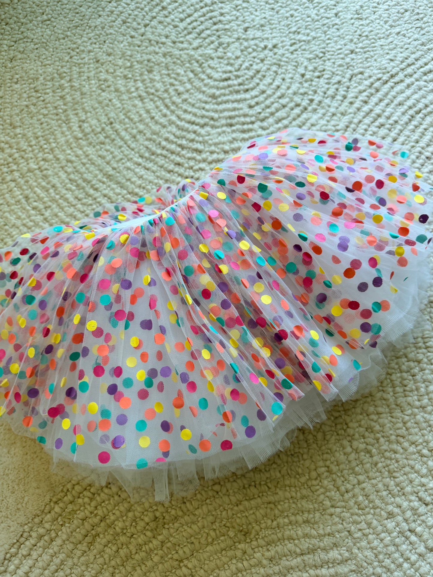 Colorful Polka Dot White tulle Tutu | Tulle Tutu for Girls sizes 9M-9 youth