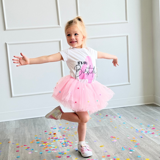 Pink Pom Pom Polka Dot Tutu | Custom Made Tutu ONLY
