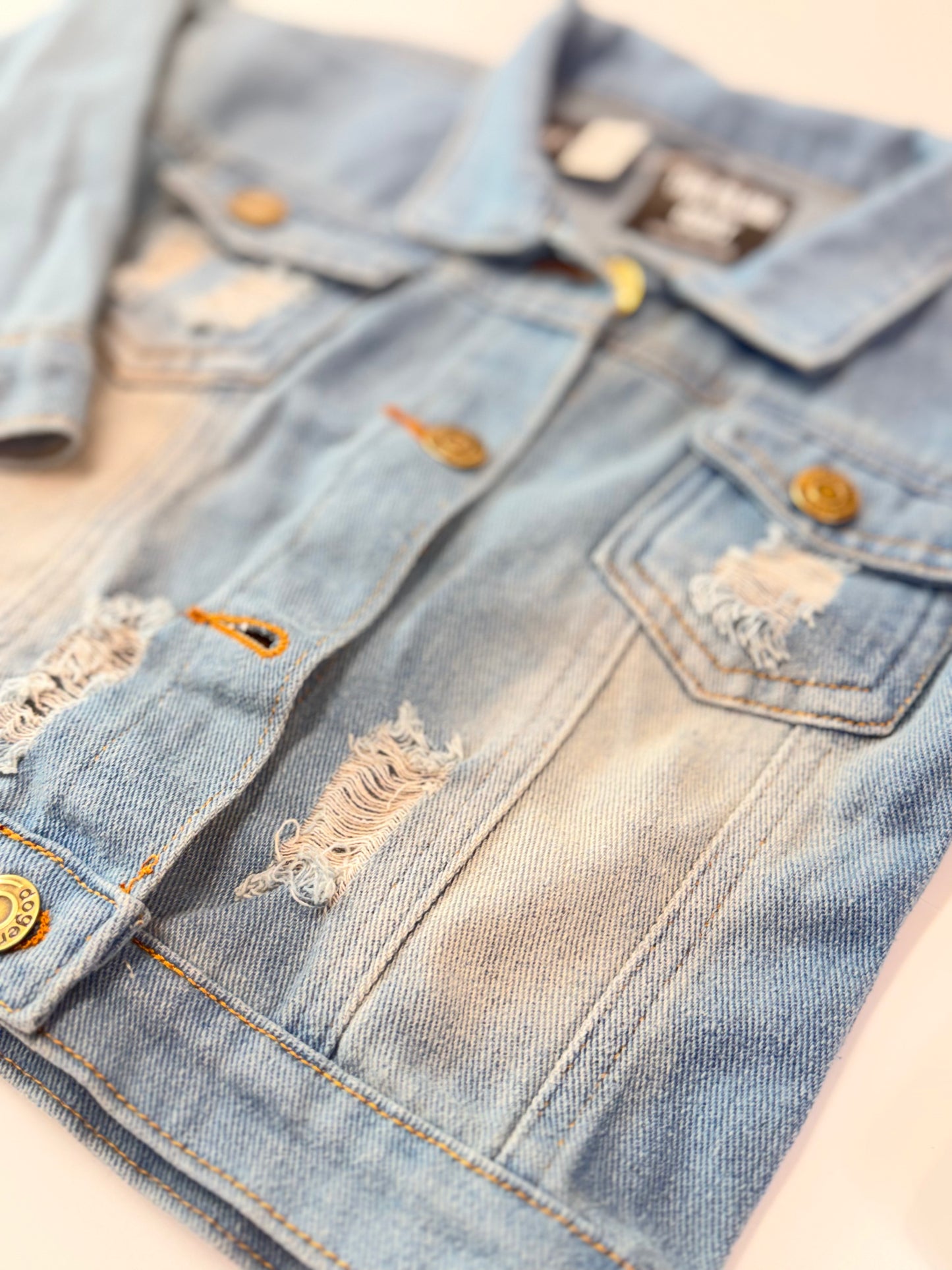 Howdy Toddler Distressed Jean Jacket Hand Stitched | Toddler Sizes | Jacket ONLY
