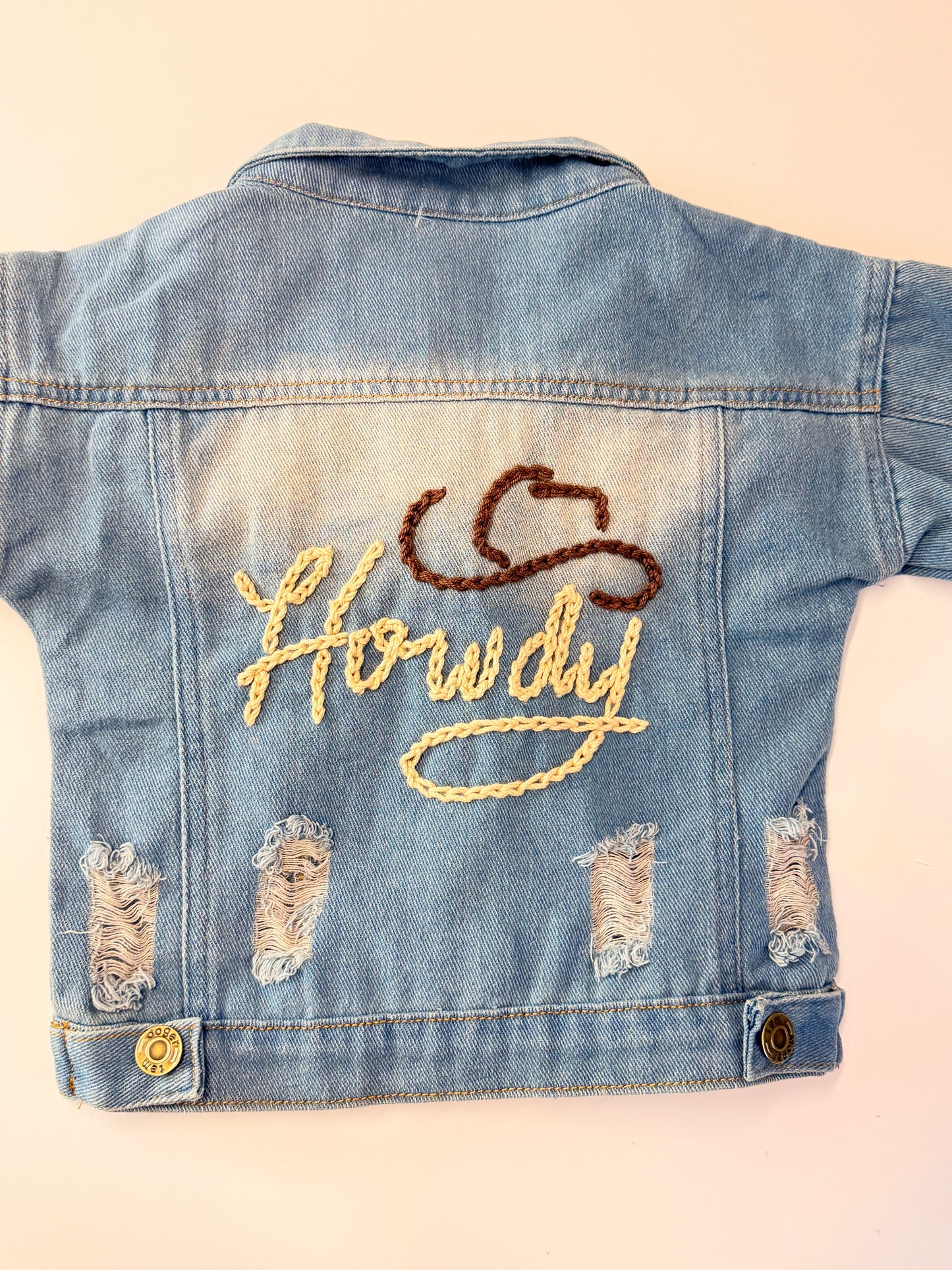 Howdy Toddler Distressed Jean Jacket Hand Stitched | Toddler Sizes | Jacket ONLY