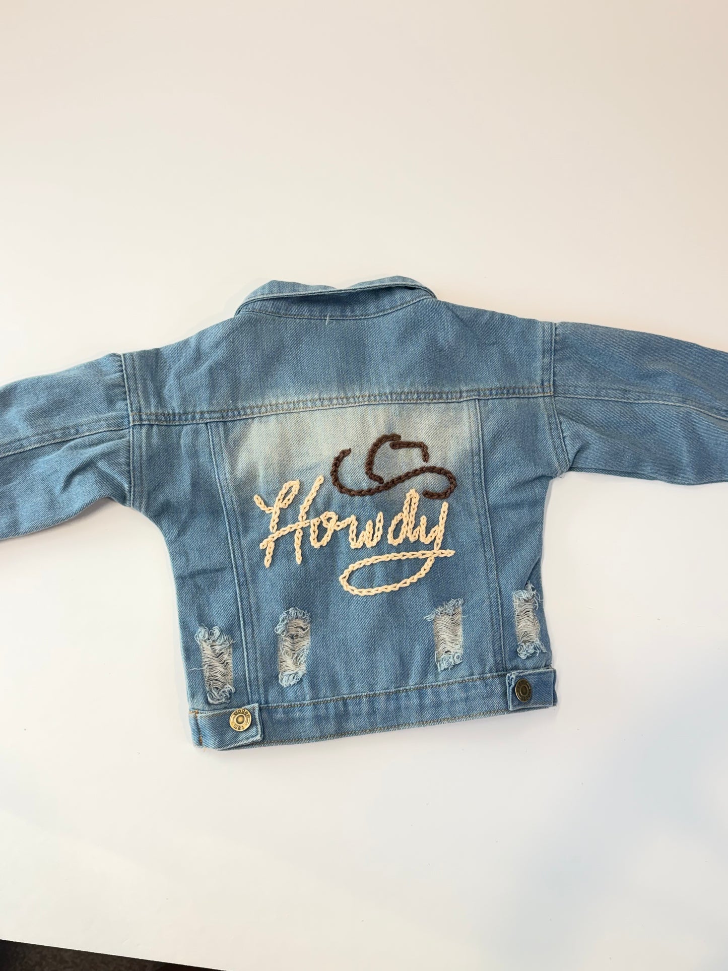 Howdy Toddler Distressed Jean Jacket Hand Stitched | Toddler Sizes | Jacket ONLY