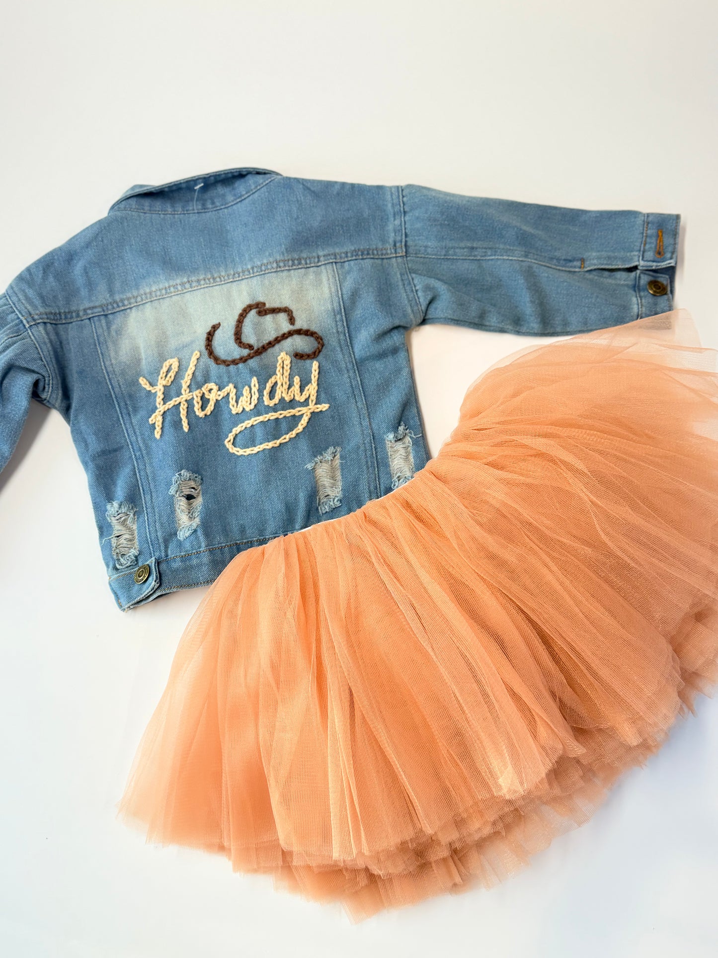 Howdy Toddler Distressed Jean Jacket Hand Stitched | Toddler Sizes | Jacket ONLY