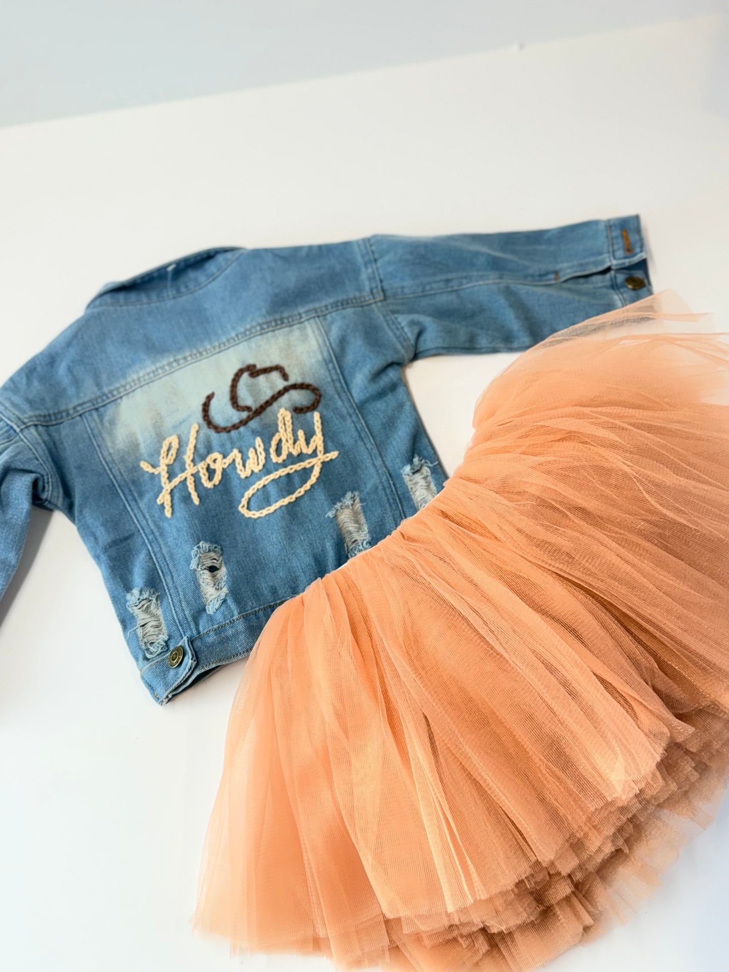 Howdy Toddler Distressed Jean Jacket Hand Stitched | Toddler Sizes | Jacket ONLY