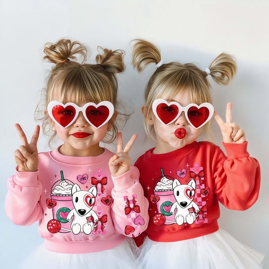 PRE ORDER Valentine Crew Sweatshirt in Pink or Red for toddler or kids