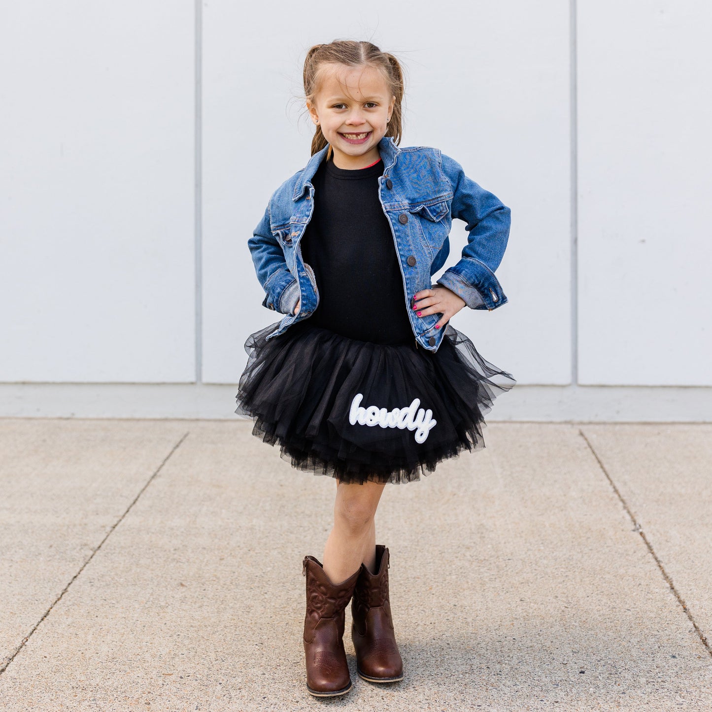 Howdy Patched Black Tutu Toddler and Kids Sizes | NB-9Youth