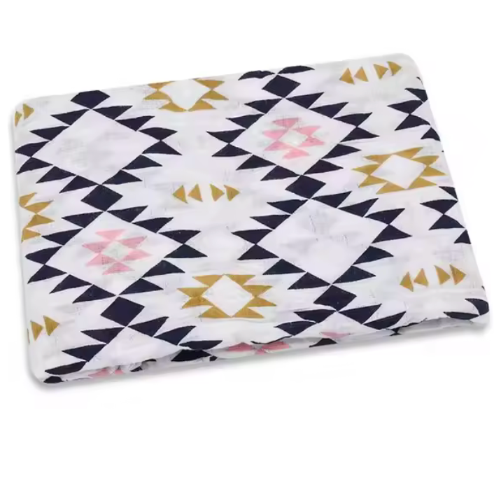 Muslin Blanket Pink Aztec