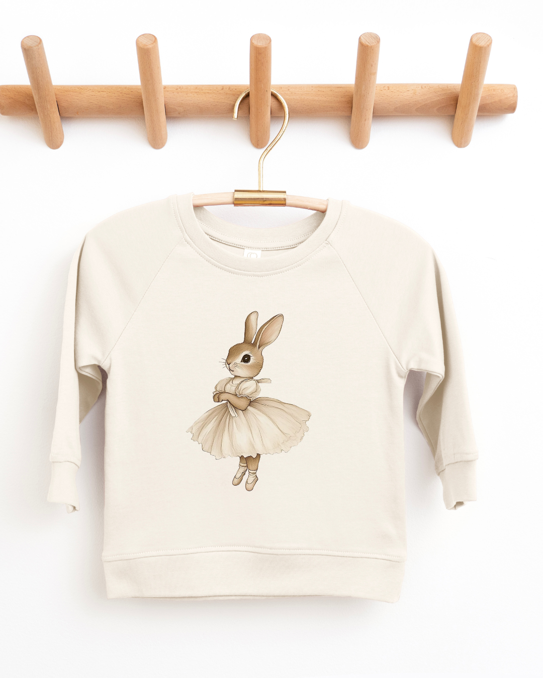Cream Dancing Bunny Sweatshirt | Organic Cotton Toddler Pullover
