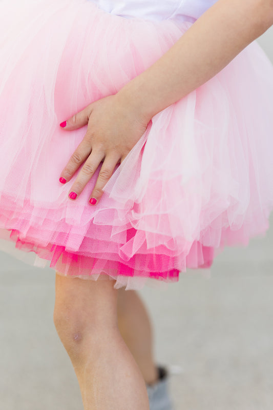 This perfect rich shades of pinks make for a perfect and magical addition to any little ones wardrobe. The light pink to hot pink make for the perfect pink tutu that will go with everything! 