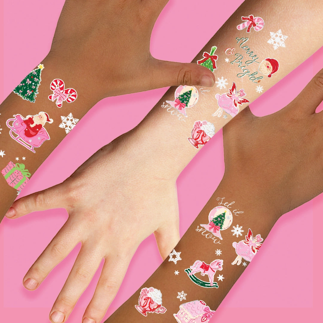 Coquette Christmas Metallic Temporary Tattoos | Kids Stocking Stuffers