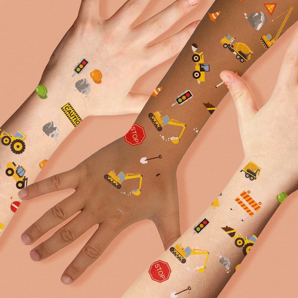 Construction Kids Metallic Temporary Tattoos