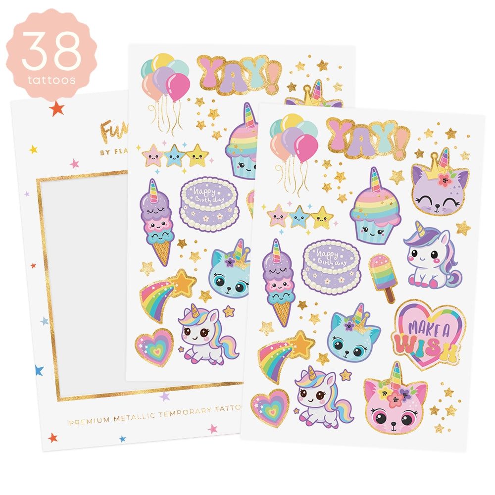 Kids’ Metallic Temporary Tattoos – Unicorn Party
