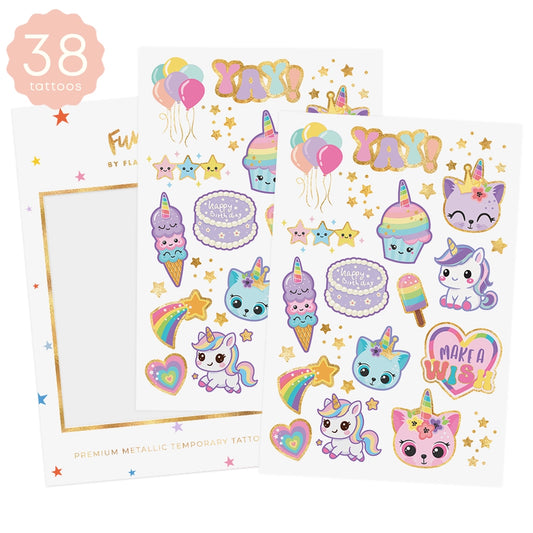 Kids’ Metallic Temporary Tattoos – Unicorn Party