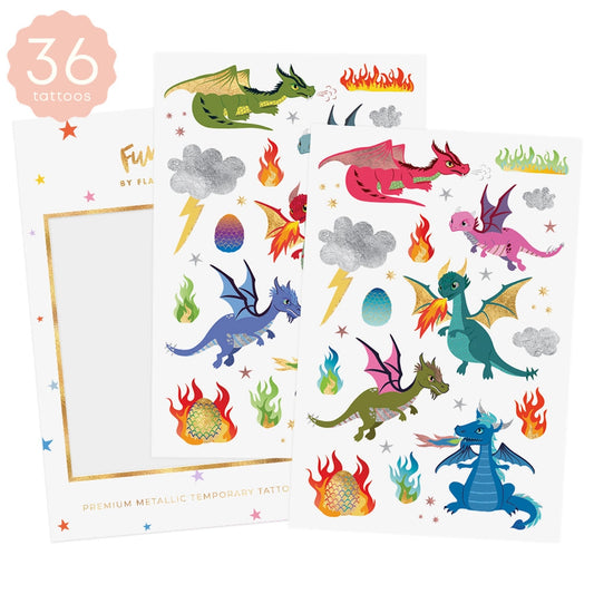 Dragons Kids Metallic Temporary Tattoo Pack | Kids Gift