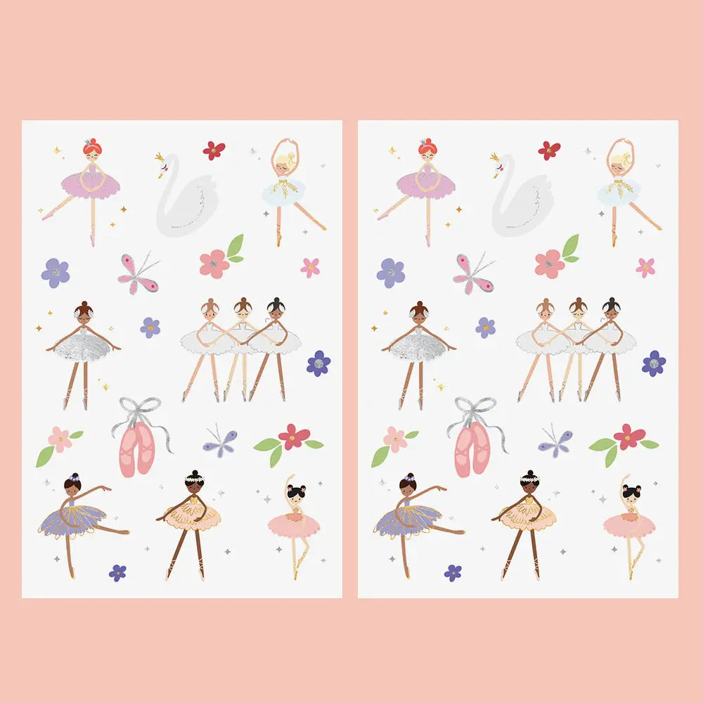 Ballerina Kids Temporary Tattoo Pack | Metallic foil plant based ink tattoos