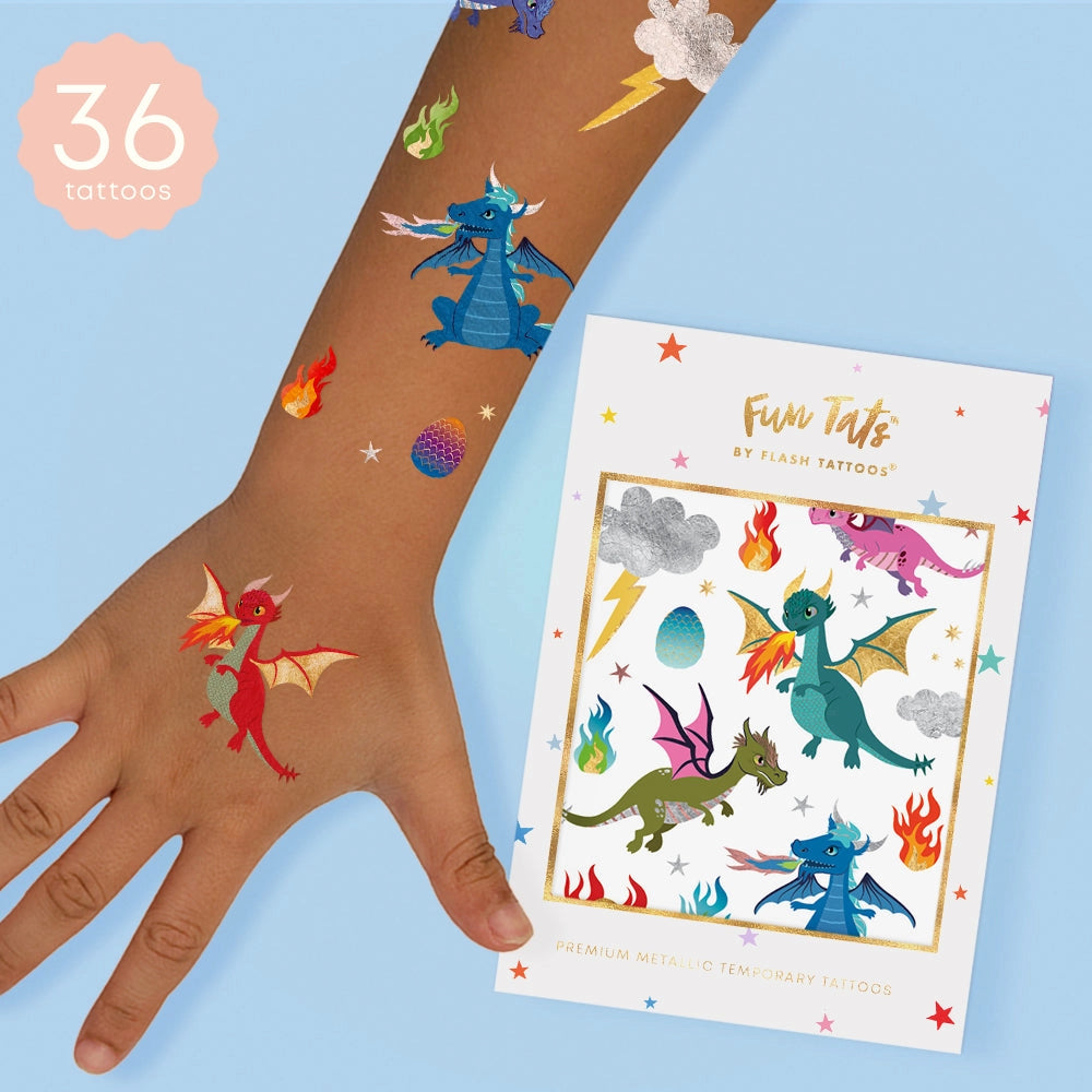 Dragons Kids Metallic Temporary Tattoo Pack | Kids Gift